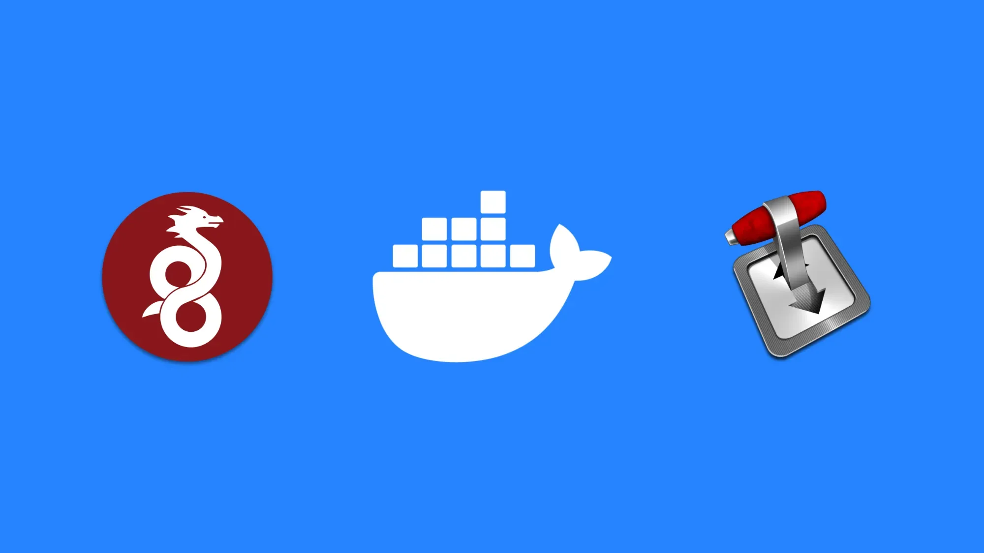 Docker, WireGuard, Transmission logos.
